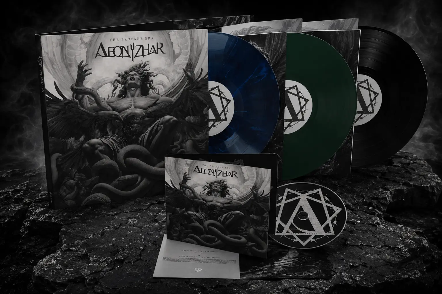 Collage aus The-Profane-Era-Vinyl-Ausgaben und Digipack-CD